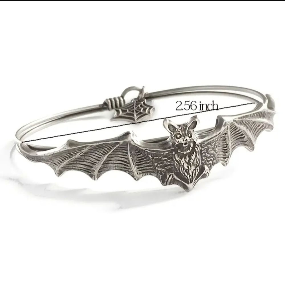 Silver tone bat bracelet